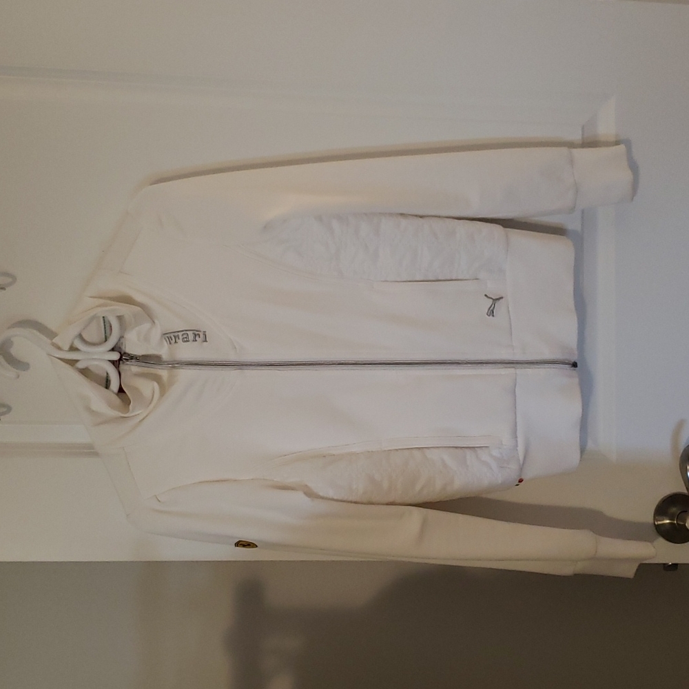 White Ferrari zip up sweater. Size small .